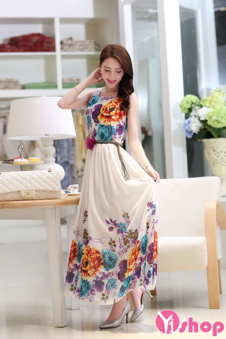 Váy đầm maxi voan hoa dài đẹp xu hướng thời trang mới