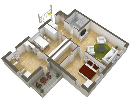 Các mẫu căn hộ nhỏ có 2 phòng ngủ