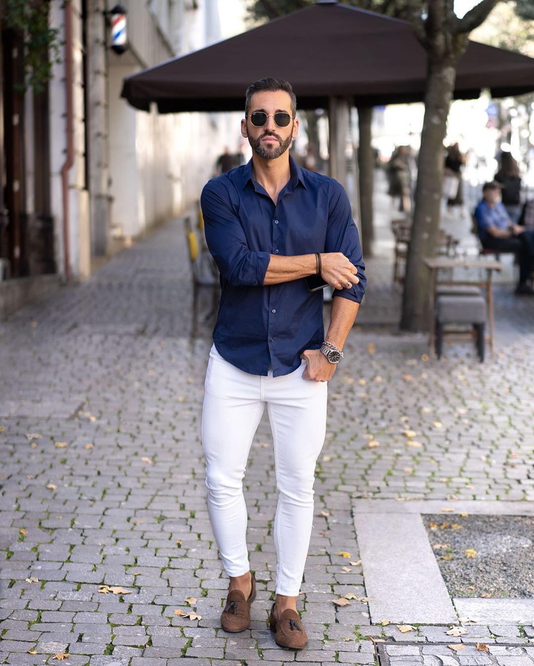 5 cách phối quần jeans trắng giúp chàng thanh lịch
