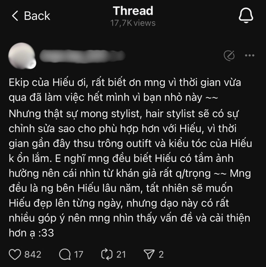 Guu thời trang của hieuthuhai khiến nhm lo lắng